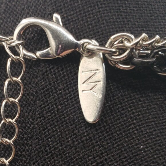 NY & Co. Black Enamel 4 Strand Chain Bib Necklace - Picture 3 of 12